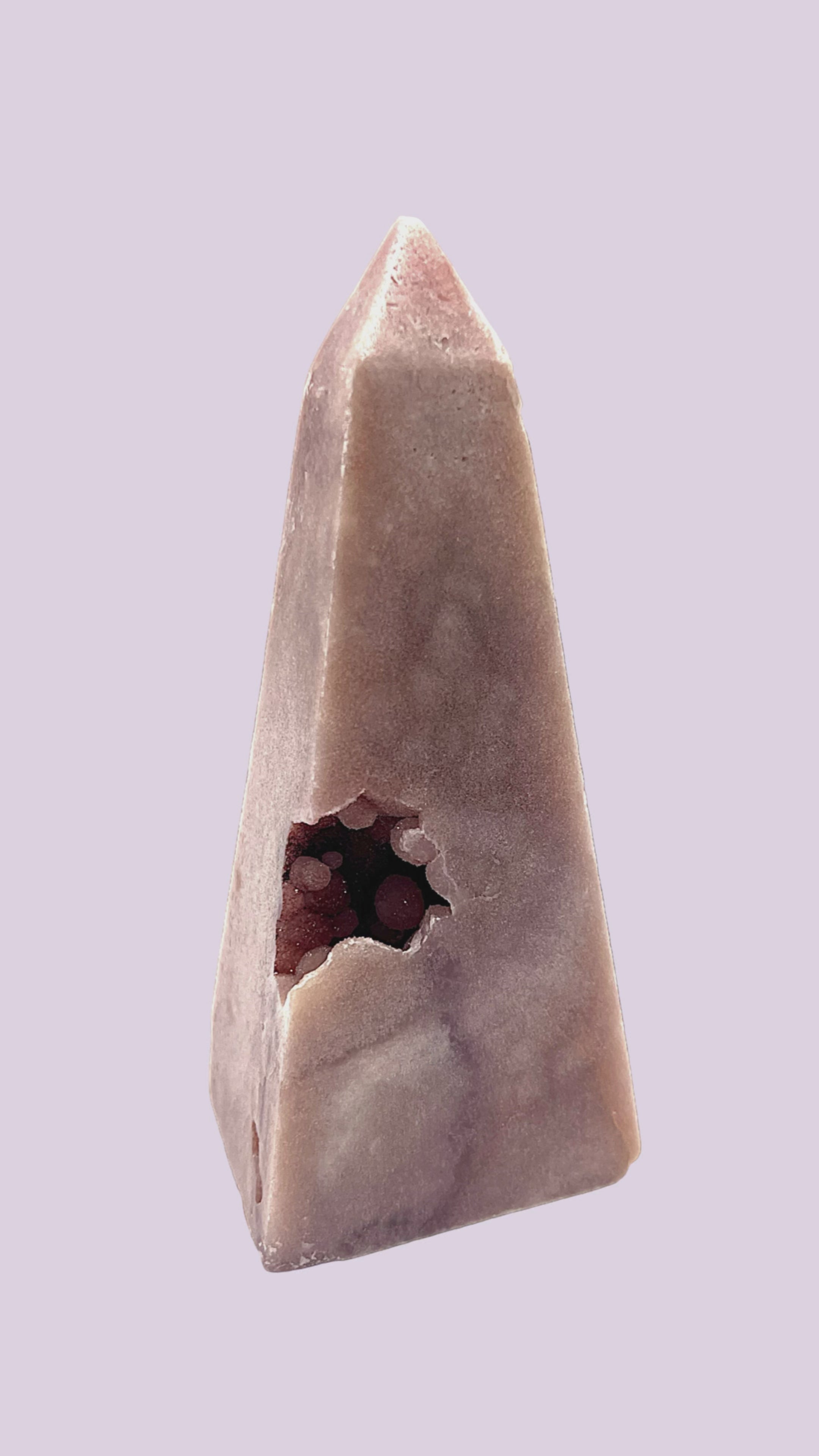 Sparkly Bubble Rose Quartz Crystal Pyramid