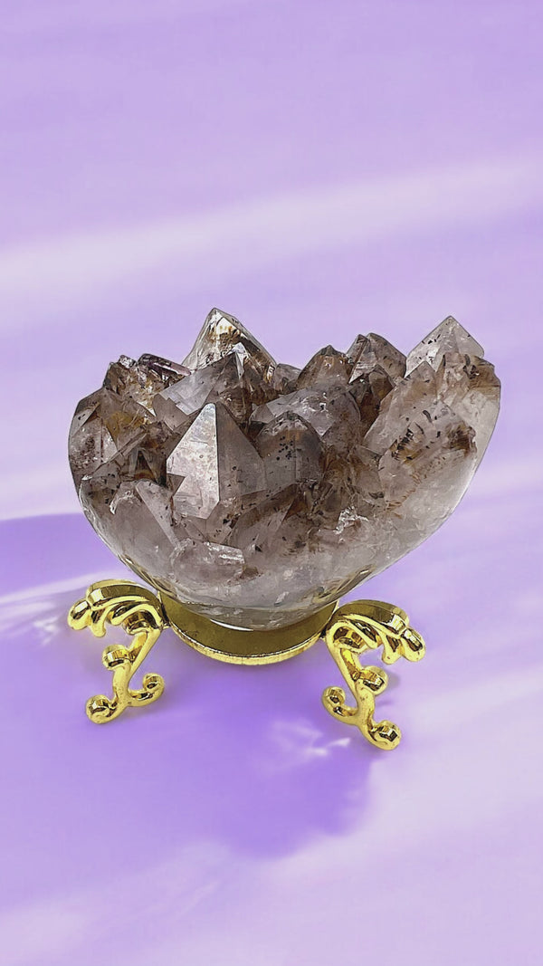 High Quality Gold Rutile Quartz on Clear Quartz Crystal