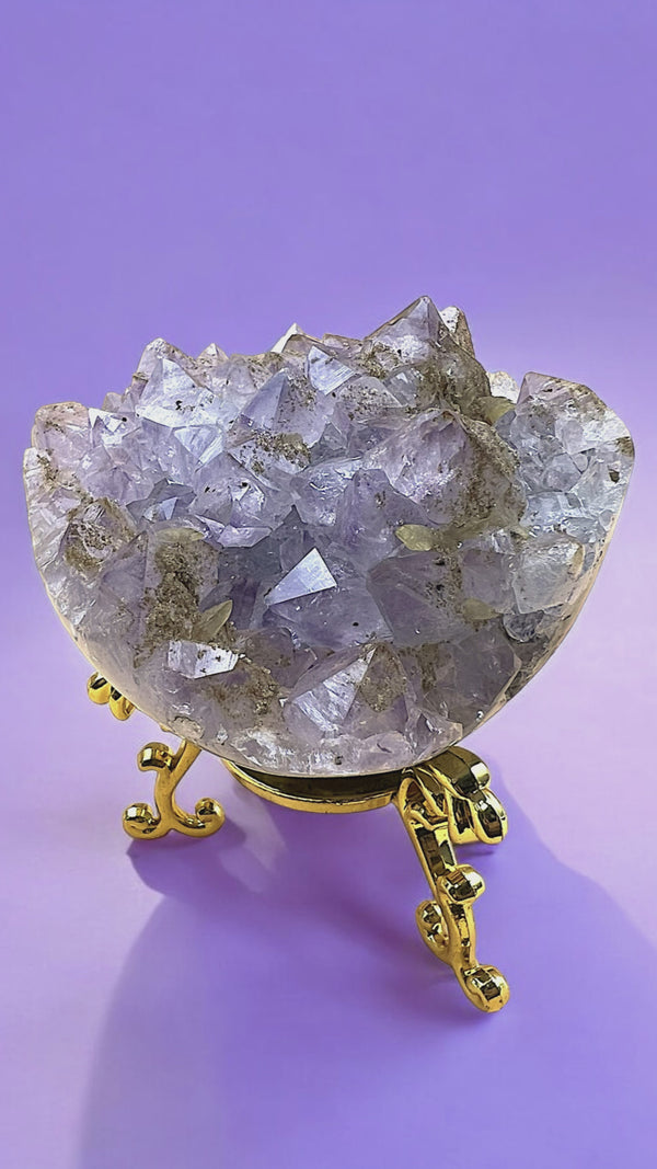 Lavender Amethyst Agate (Gold Rutile and Calcite)