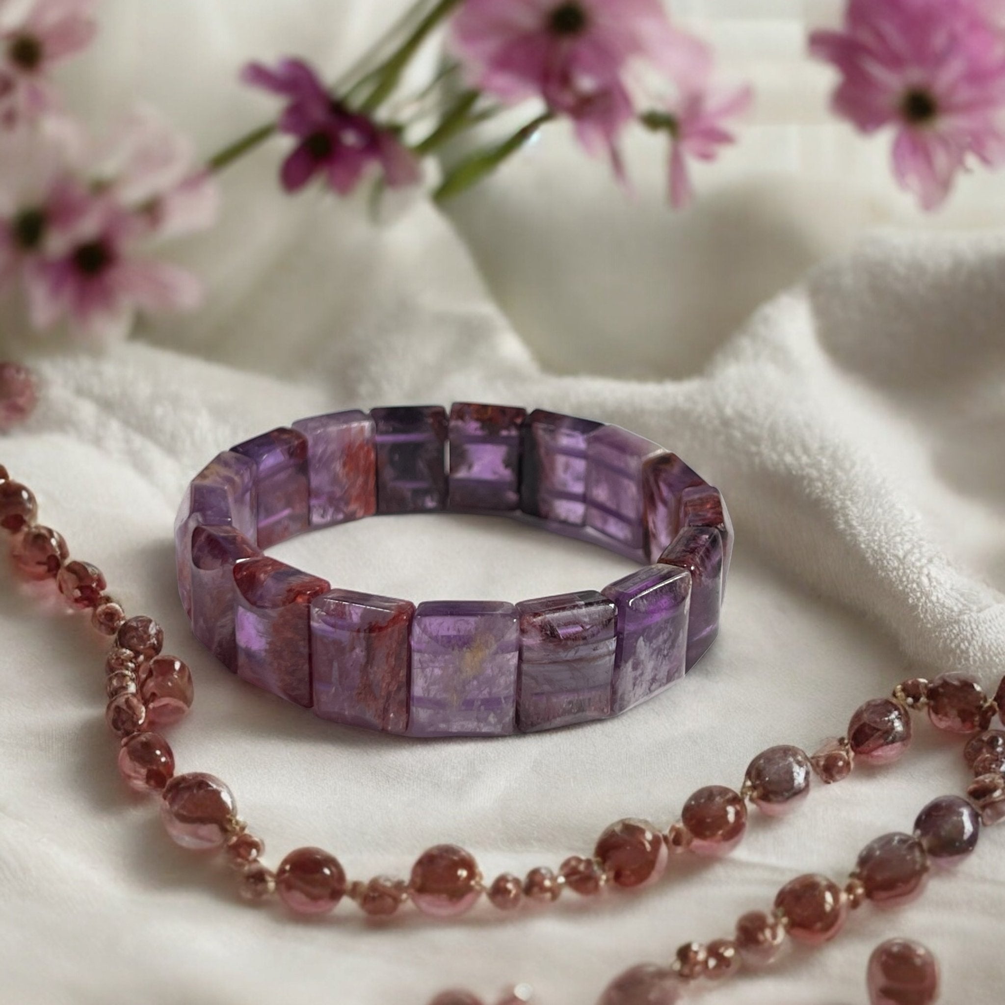 Purple Phantom Quartz Wheel Bracelet - Tranquilite