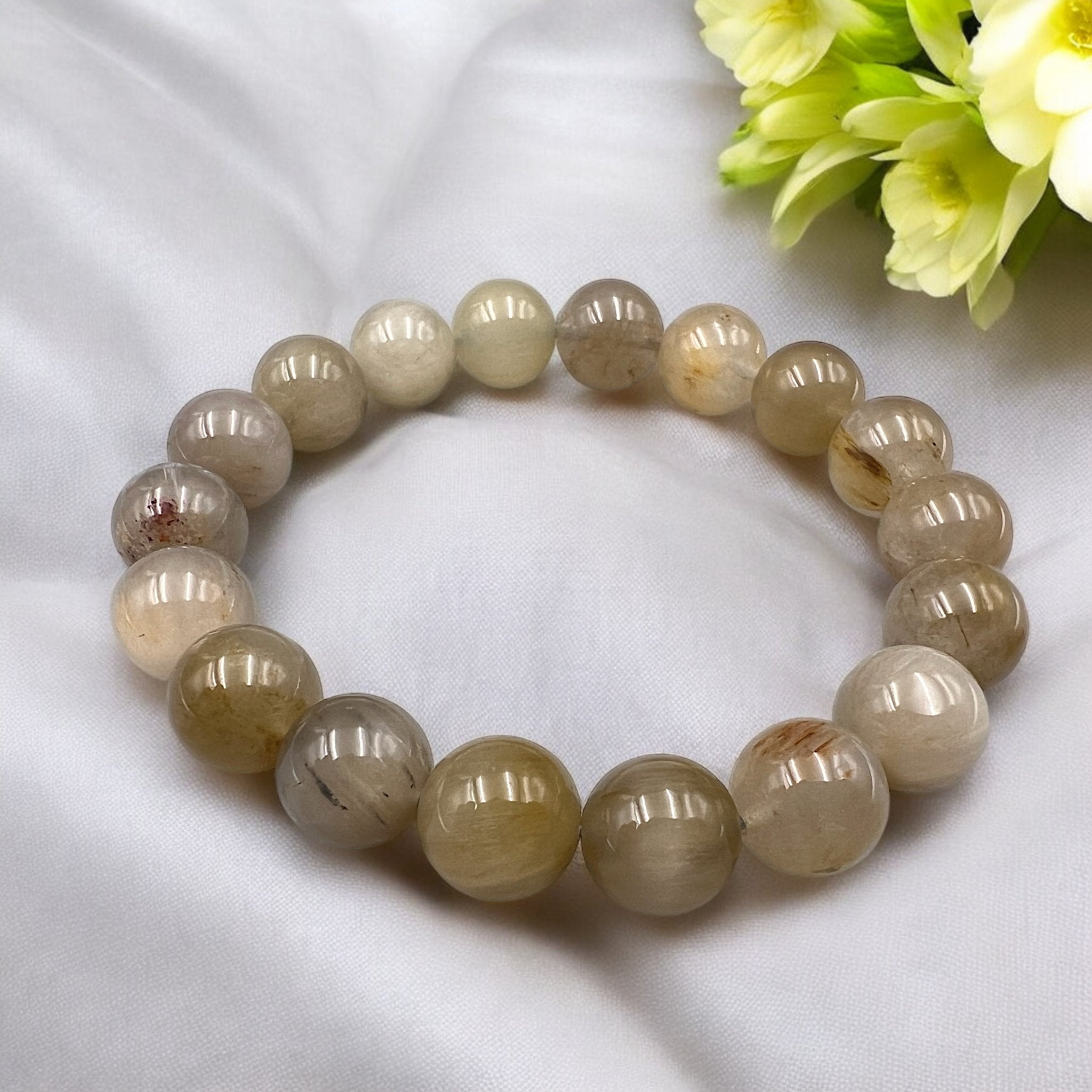 Rabbit Hair Quartz Bead Bracelet (Cat's Eye) - Tranquilite