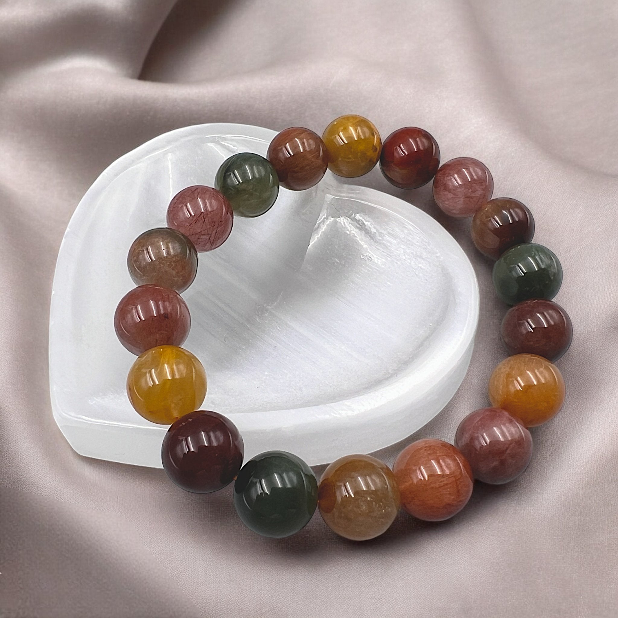 Rainbow Rabbit Hair Quartz Bead Bracelet - Tranquilite