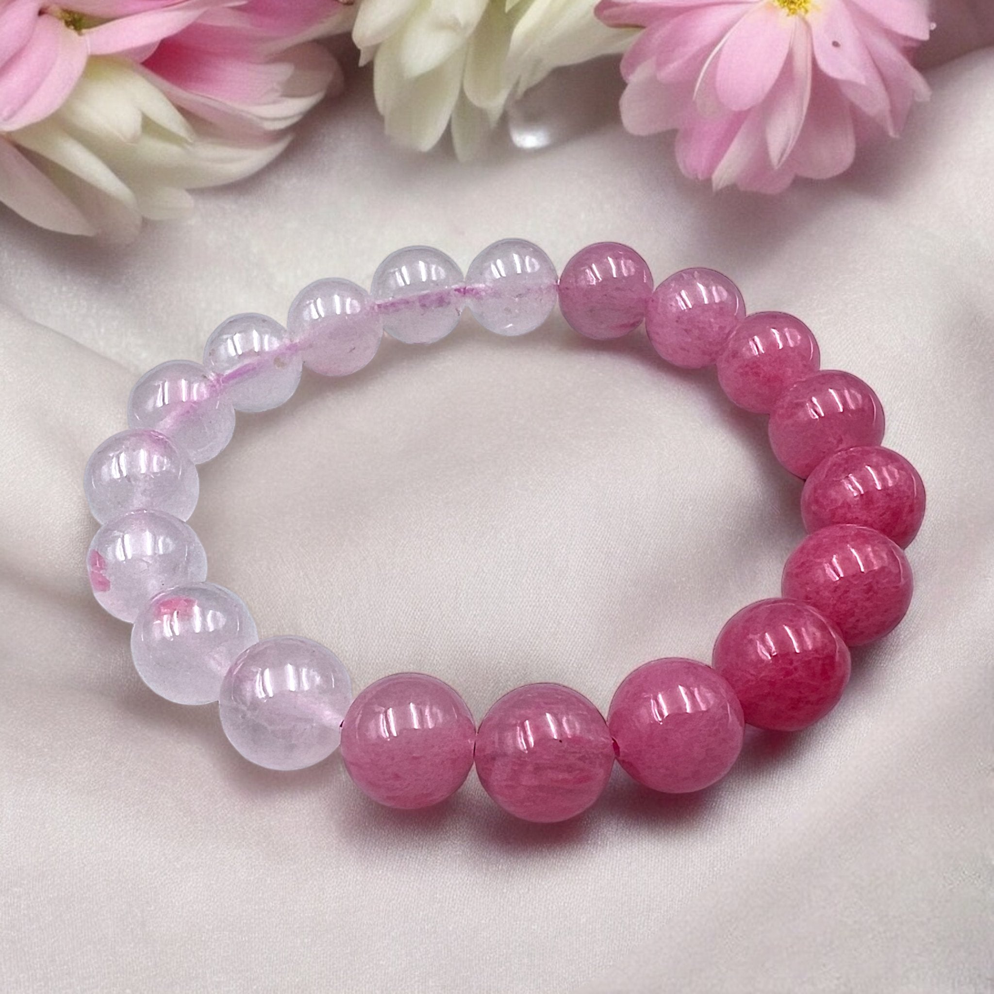 Rhodonite/Rose Quartz Mixed Bead Bracelet - Tranquilite