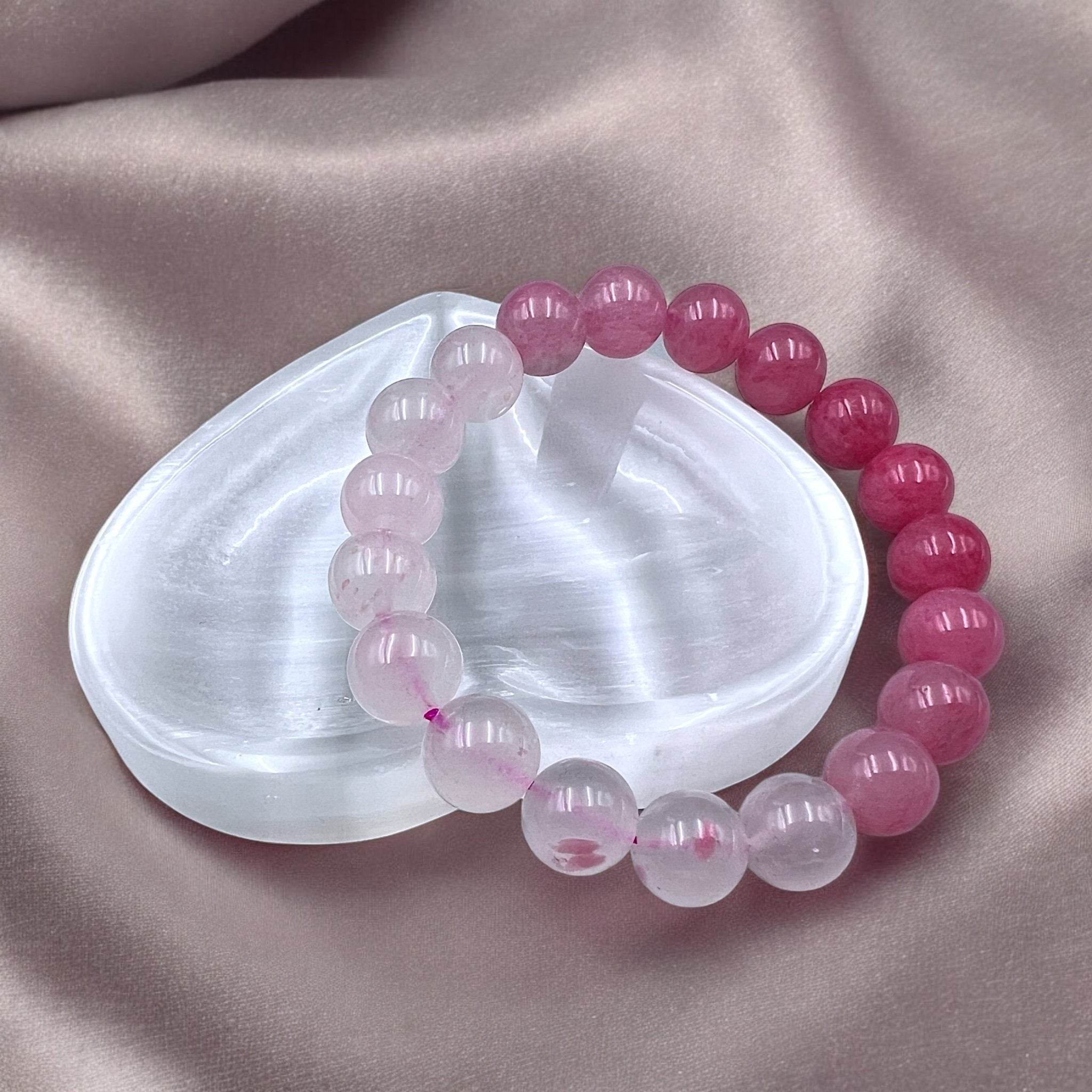 Rhodonite/Rose Quartz Mixed Bead Bracelet - Tranquilite