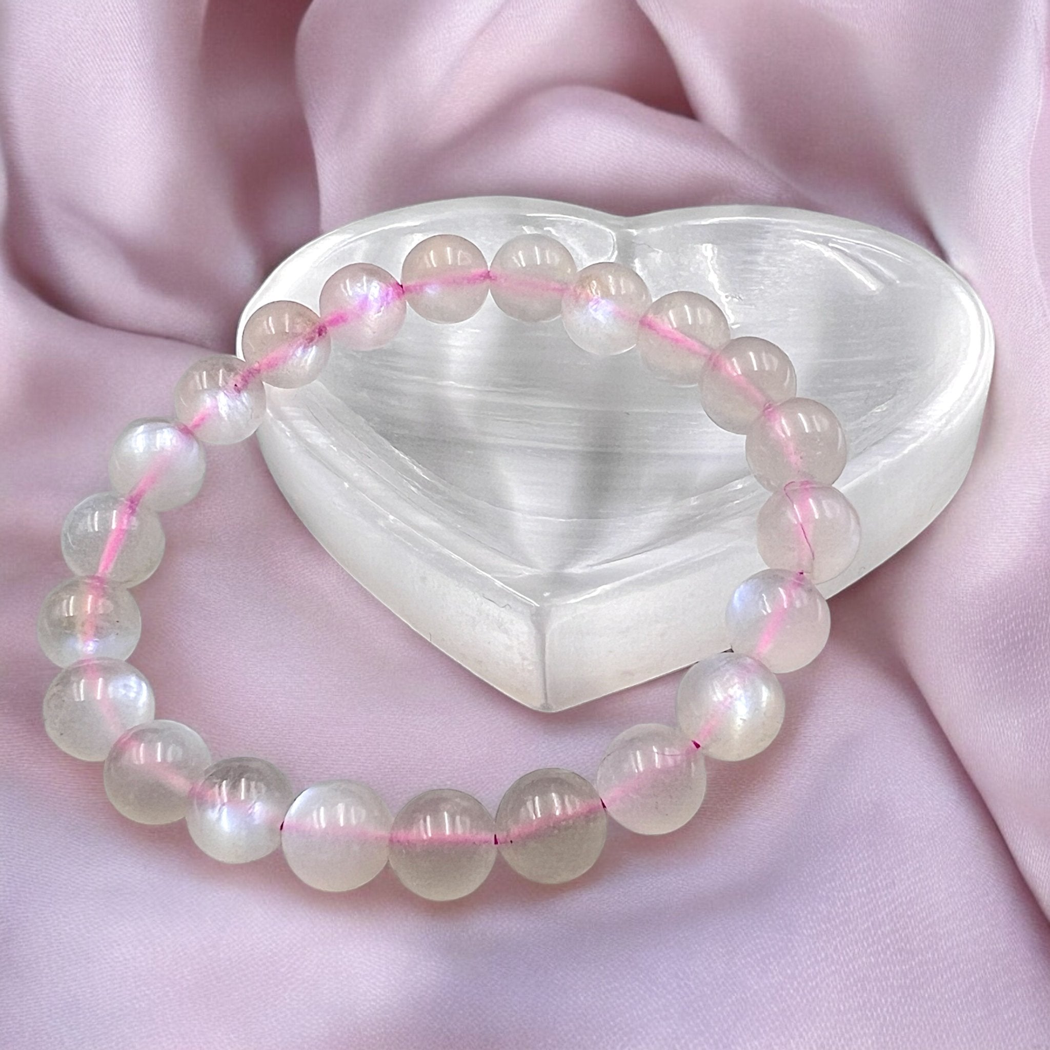 Rose Moonstone Bead Bracelet - Tranquilite