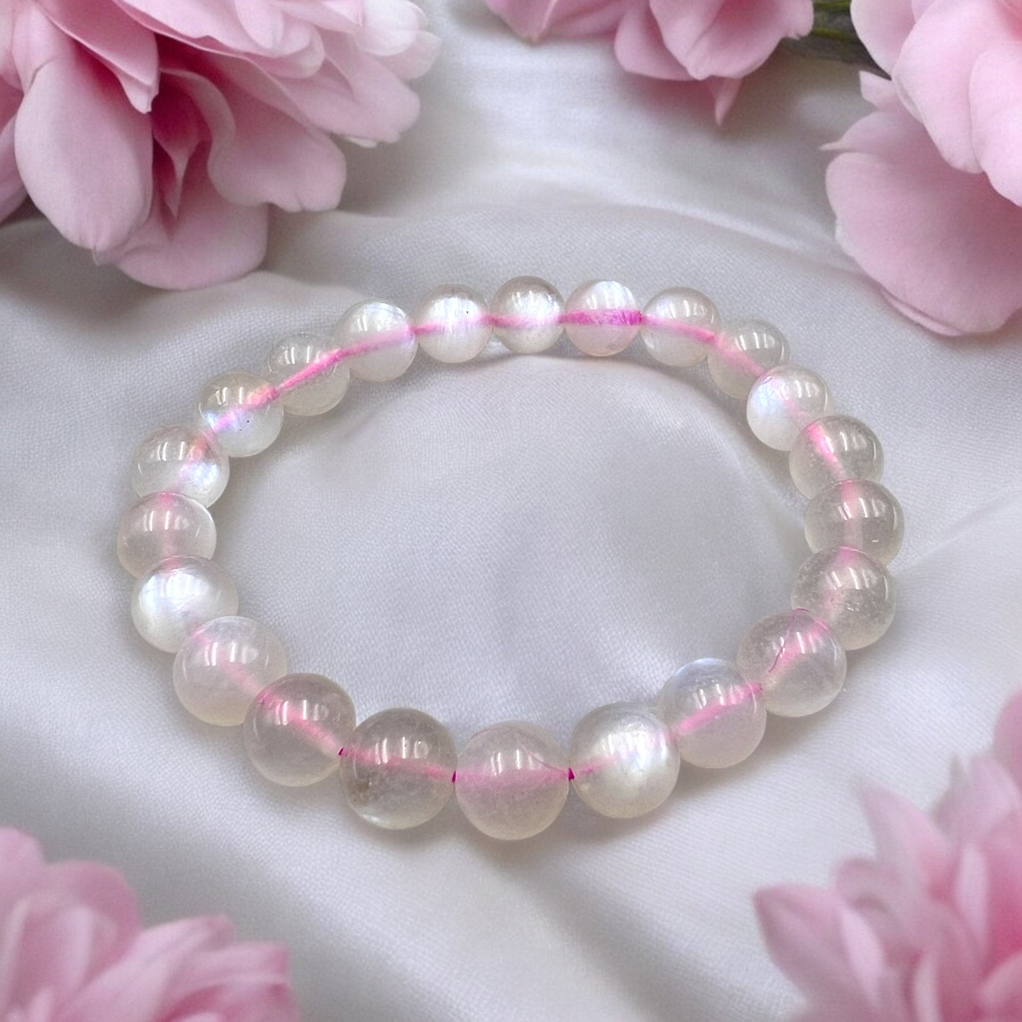 Rose Moonstone Bead Bracelet - Tranquilite