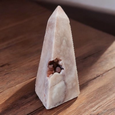 Sparkly Bubble Rose Quartz Crystal Pyramid - Tranquilite