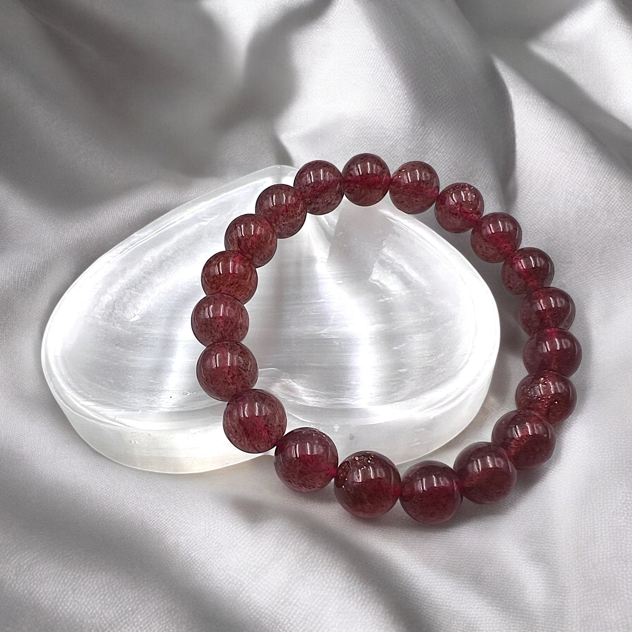 Starlight Strawberry Quartz Bead Bracelet - Tranquilite