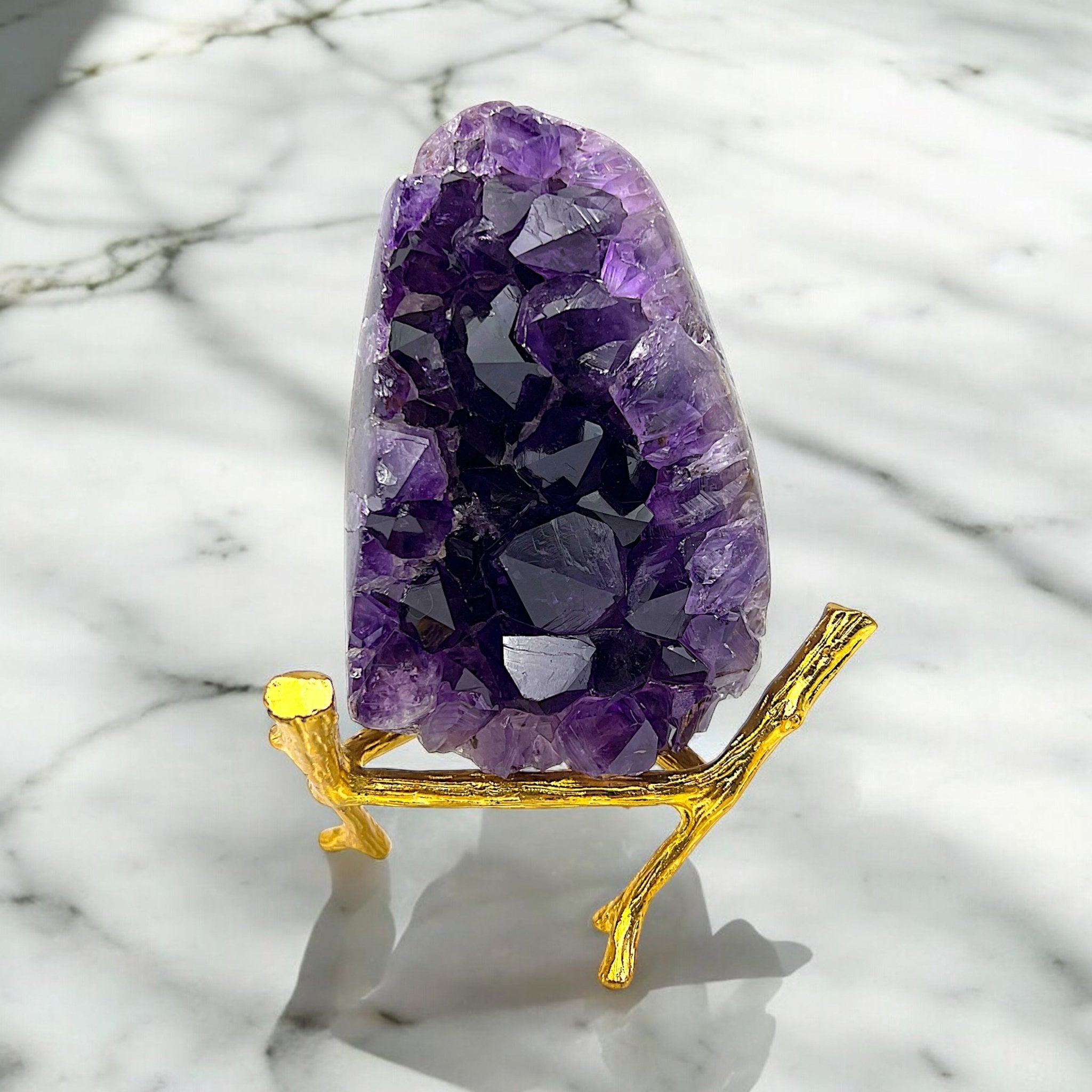 Violet Amethyst Geode with Gold Inclusions - Tranquilite