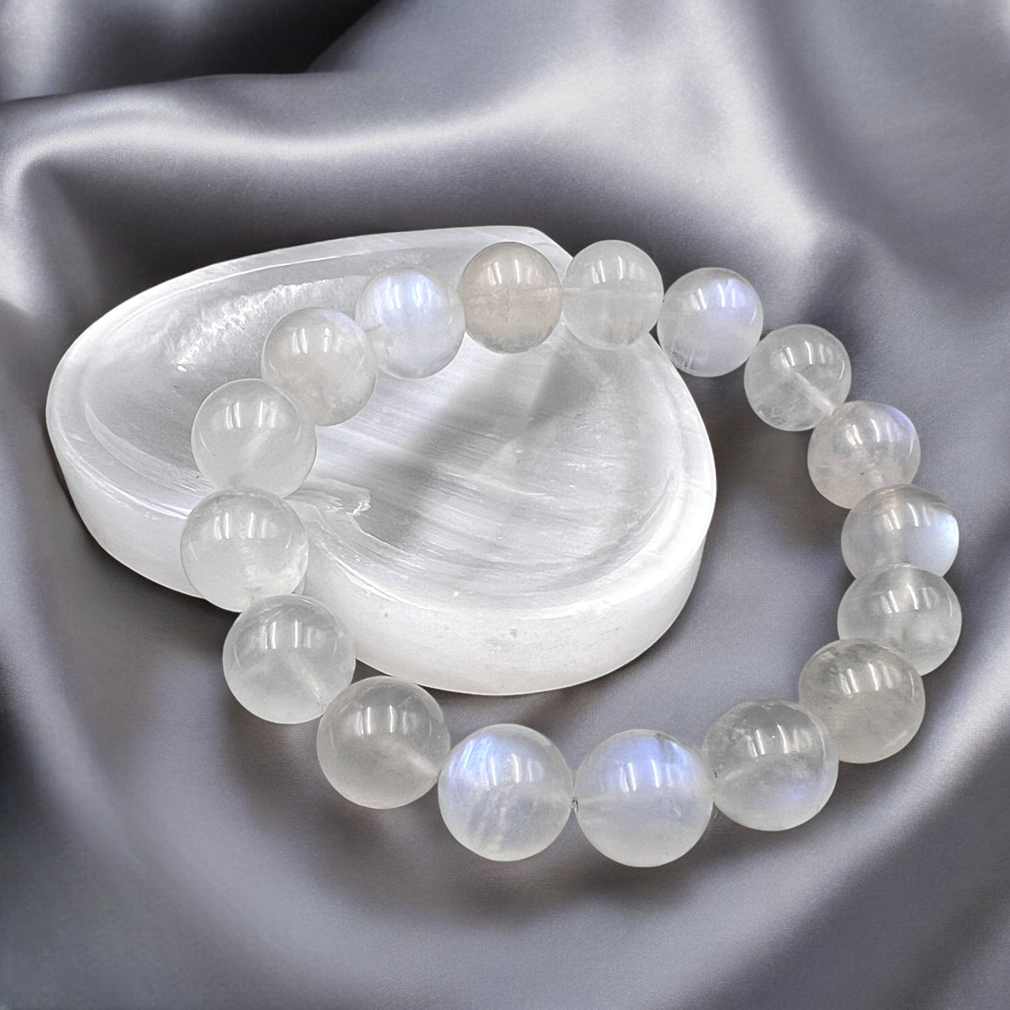 White Moonstone Bead Bracelet - Tranquilite